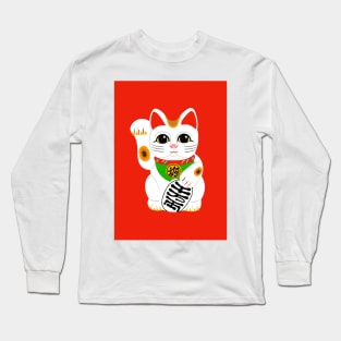 Lucky Chinese Waving Cat ( Red Version ) Long Sleeve T-Shirt